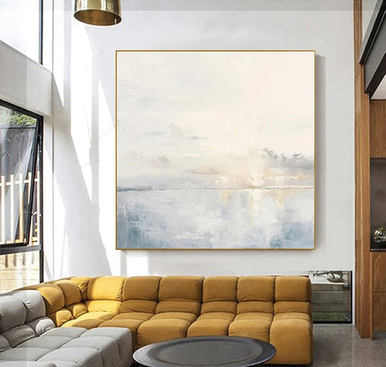 large ocean sunset painting on canvas big ocean painting large wall art beige painting cloud painting abstract sea painting beach painting